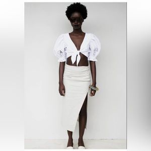 2 piece set Embroidered eyelet white skirt and matching top